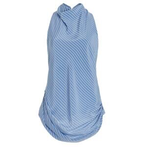 NEW Brandon Maxwell The Celestia Silk Top Women's 2 Blue Stripe 100% Silk Runway